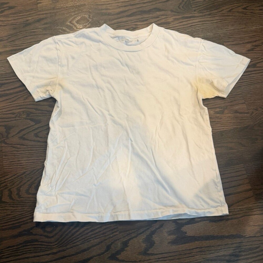 Abercrombie & Fitch T-Shirt Unisex Adults XS White Crew Neck Relaxed Fit